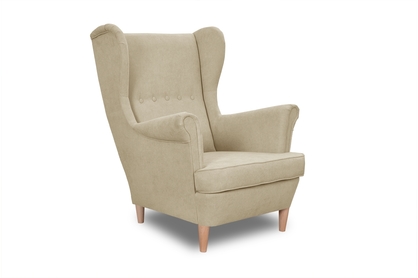 Kreslo Ušiak Vilano - béžový / nožičky prírodné