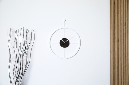 Oceľová zegar scienny KAYU 42 Dub wedzony v Loft stylu - Biely - 50 cm