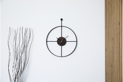 Ocelová zegar scienny KAYU 43 Dub wedzony v Loft stylu - Černý - 50 cm