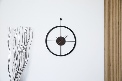 Ocelová zegar scienny KAYU 44 Dub wedzony v Loft stylu - Černý - 50 cm