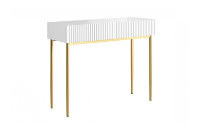 Toaletný stolík Nicole 100 cm so zásuvkami - biely mat / zlatá