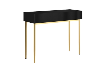 Moderný písací stôl Nicole - čierny mat / zlaté nožičky