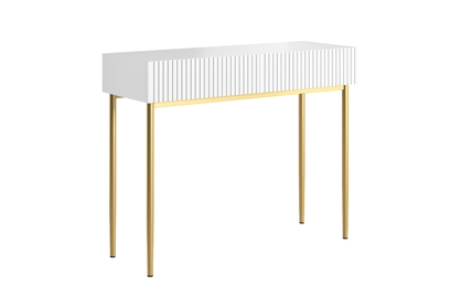 Moderný písací stôl Nicole - biely mat / zlatá