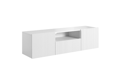 Závesný TV stolík Nicole 150 cm s otvorenou policou - biely mat