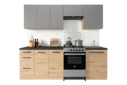 Komplet kuchyňského nábytku Langen - 240 cm - stejar artizanal / grey