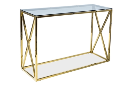 Konzolový stolek ELISE S sklo kouřový/zlatý 100X30