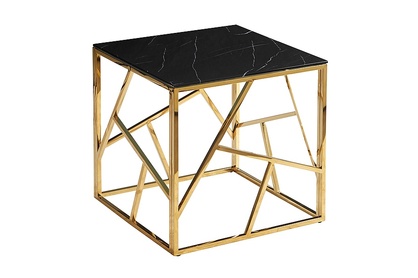 Konferenční stolek ESCADA B II Černý mramorový efekt/zlatý 55X55