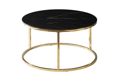 Konferenční stolek SABINE Černý mramorový efekt/zlatý FI 80