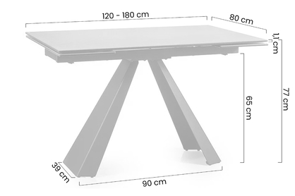 Rozkladací obdĺžnikový stôl Zanivo 120-180x80 cm - sivý mramor / čierny