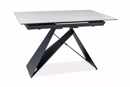 Rozkladací stôl Westin 120-160x80 cm - biely mramor / čierna