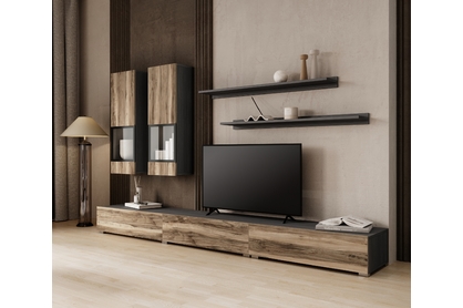 Obývací stěna Baros 270 cm - touchwood / ořech satin
