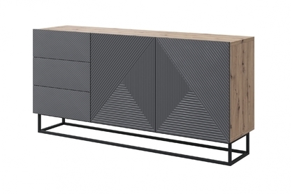 Komoda Asha 167 cm na čiernom podstavci - artisan / rivier stone mat