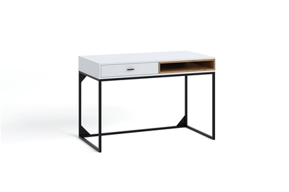 Písací stôl so zásuvkou Maleza - Biely / Dub artisan