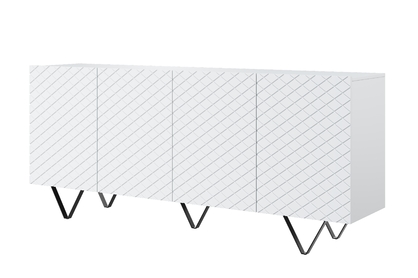 Komoda Scalia 4D 190 cm - biely mat / čierne nožičky