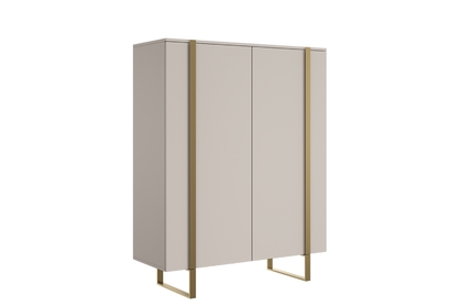 Vysoká komoda Verica 120 cm s dvoma dverami - kasmír / zlaté nožičky
