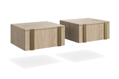 Sada 2 ks závesných nočných stolíkov Verica - dub biszkoptový / zlaté úchyty