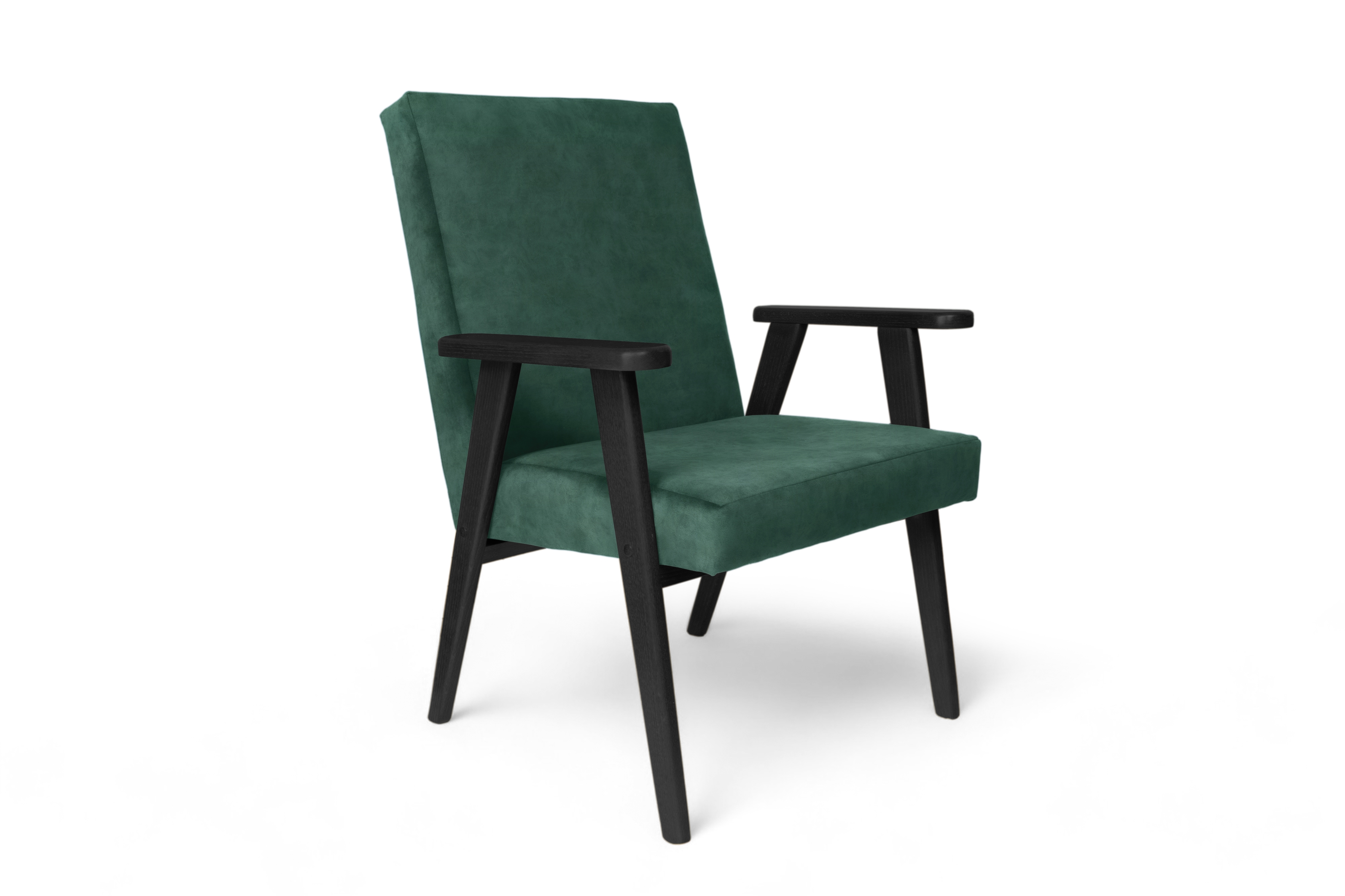 Klubové kreslo PRL - zelený zamat Zetta 298 s ľahkým čistením / čierne nožičky  Kreslo Klubový PRL - Zelený welwet ľahkočistiaci Zetta 298 / Čierny