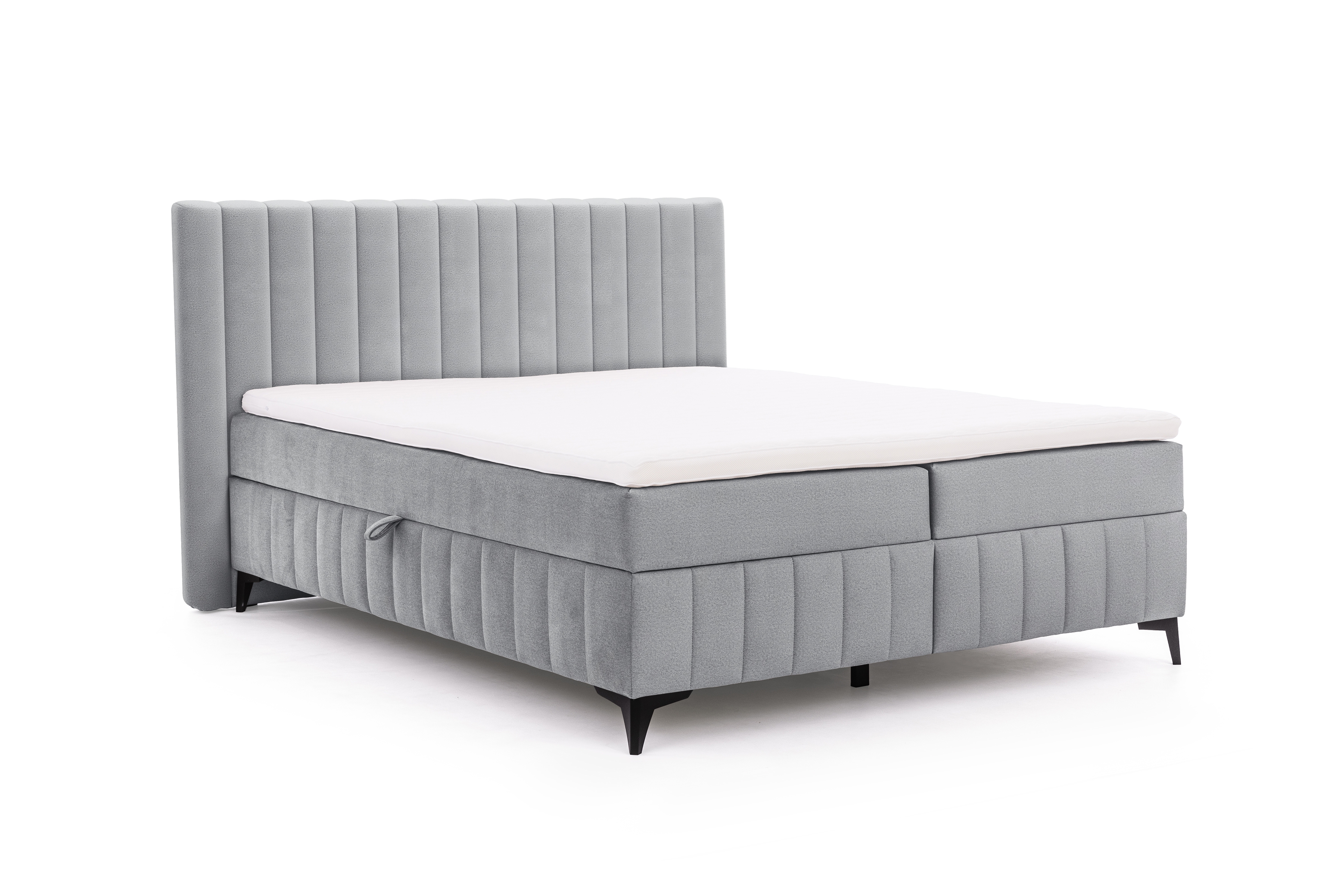 Boxspring posteľ Verona 160x200 s úložným priestorom – sivý hydrofóbny zamat Amon 10 Boxspring posteľ Verona 160x200 s úložným priestorom - šedý velúr hydrofobowy Amon 10