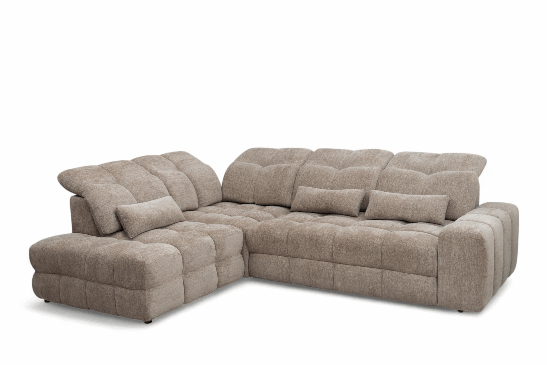 Rohová sedací souprava Magnelio Prestige L s elektrickým výsuvem levá – béžová boucle Raven 34  Rohová sedací souprava Magnelio Prestige L z elektricky wysuwanym sedadlem levá - béžová boucle Raven 34 