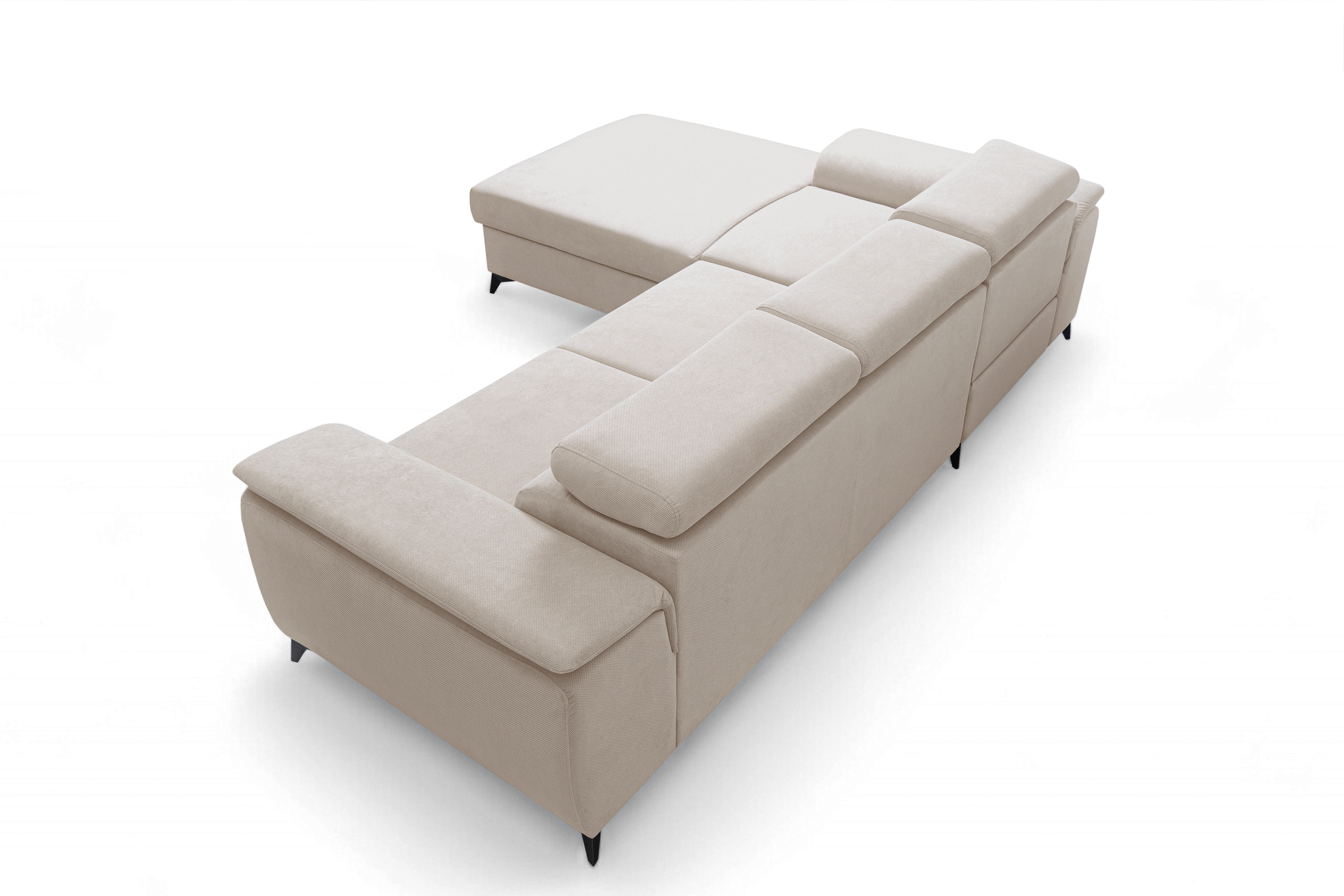 Rozkladacia rohová sedacia súprava Monrose Mini ľavá - béžový plyš Pretty 03  Rohová sedacia súprava Monrose L II s funkciou spánku Ľavá strana - béžový plusz Pretty 03 