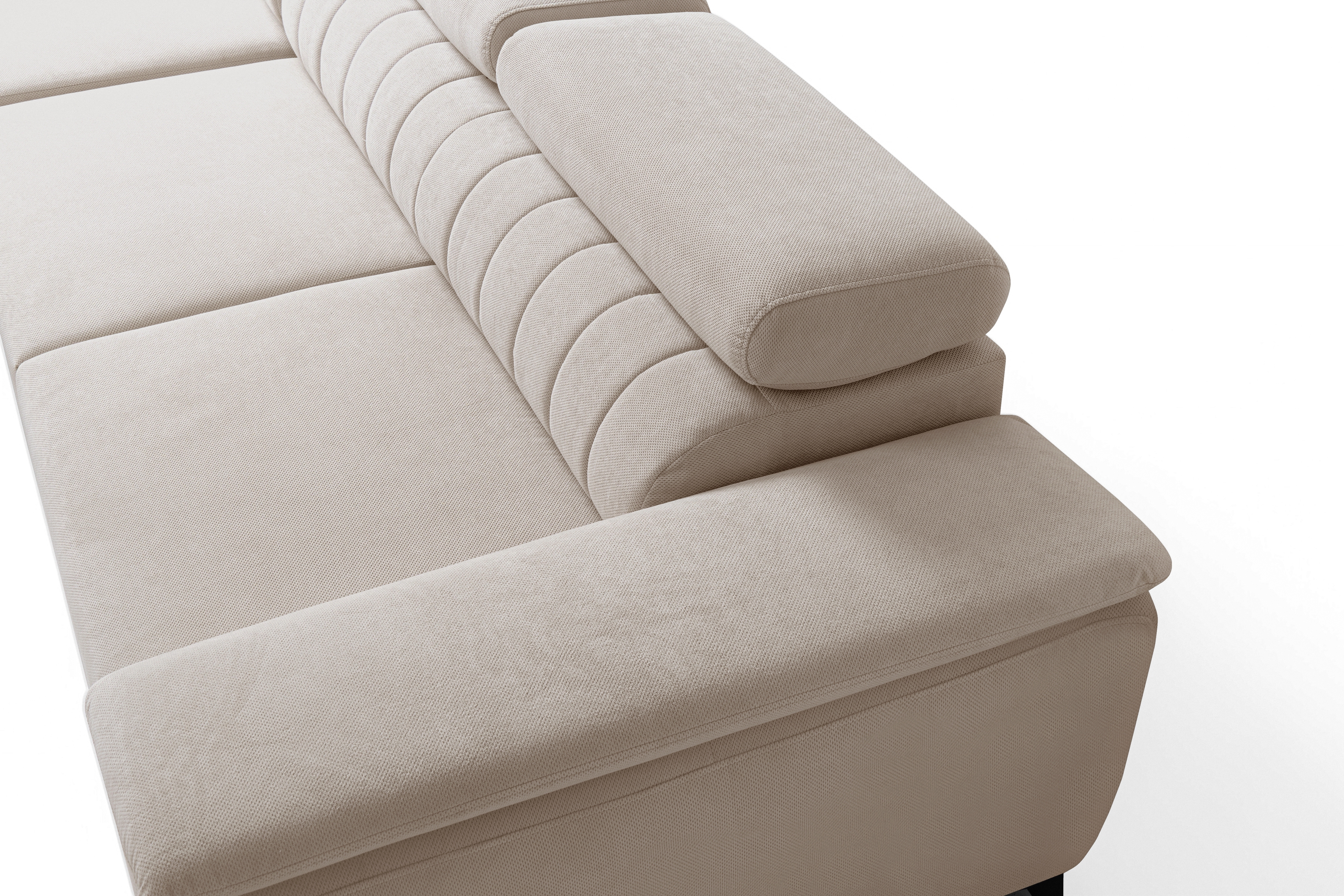 Rozkladacia rohová sedacia súprava Monrose Mini ľavá - béžový plyš Pretty 03  Rohová sedacia súprava Monrose L II s funkciou spánku Ľavá strana - béžový plusz Pretty 03 