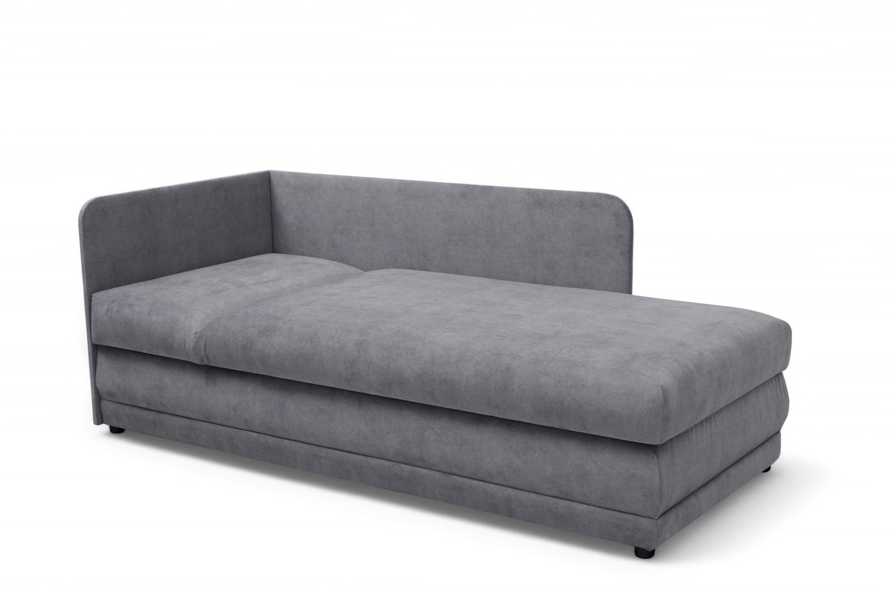 Váľanda Kodil II pravá - šedý ľahkočistiaci zamat Zetta 302  Detská pohovka jednolôžkova Kodil II s úložným priestorom pravá strana - šedý zamat ľahkočistiaci Zetta 302