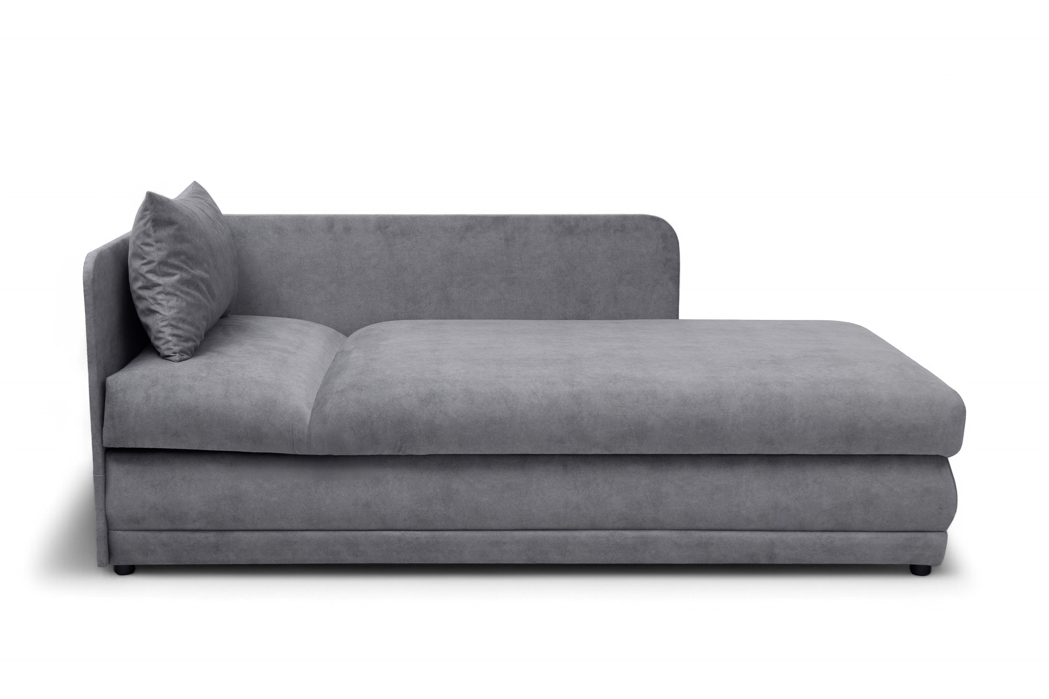 Váľanda Kodil II pravá - šedý ľahkočistiaci zamat Zetta 302  Detská pohovka jednolôžkova Kodil II s úložným priestorom pravá strana - šedý zamat ľahkočistiaci Zetta 302