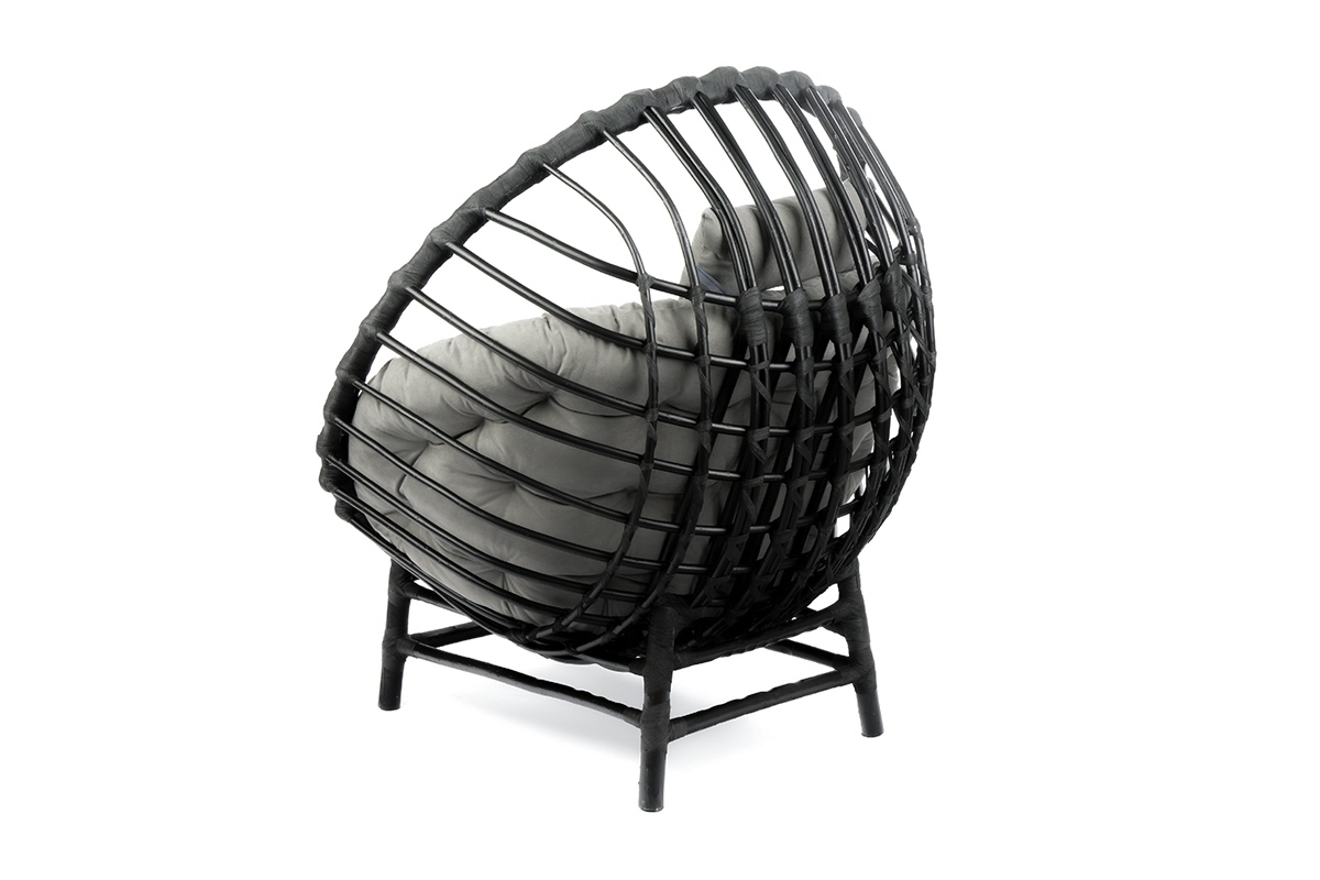 Proutěné křeslo Gardins I - černá Křeslo stojacy wiklinowy kokon Gardins I - Černý - tyl