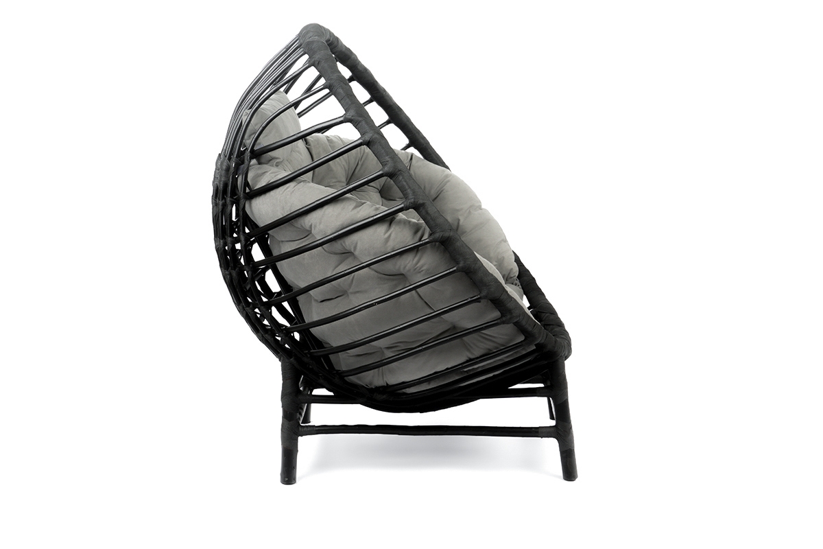 Proutěné křeslo Gardins I - černá Křeslo stojacy wiklinowy kokon Gardins I - Černý - azurowa konstrukcja