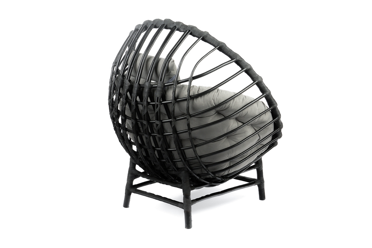 Proutěné křeslo Gardins I - černá Křeslo stojacy wiklinowy kokon Gardins I - Černý - tyl