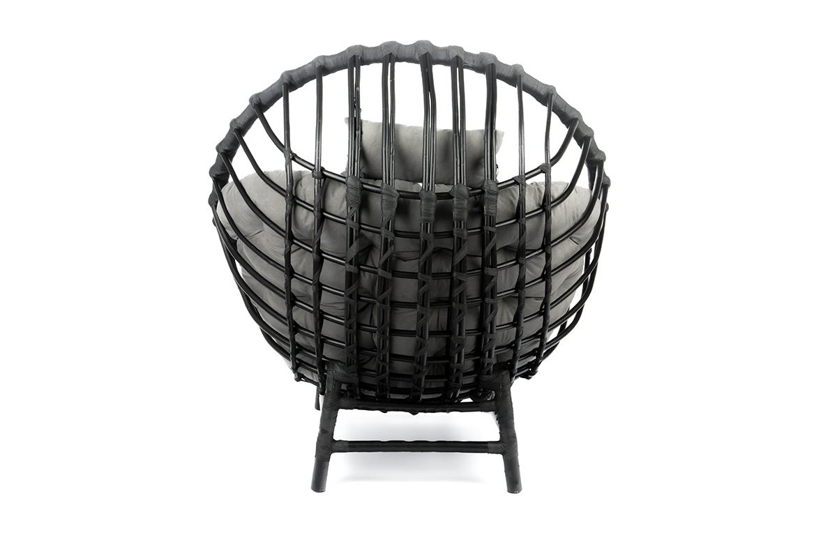 Proutěné křeslo Gardins I - černá Křeslo stojacy wiklinowy kokon Gardins I - Černý - tyl