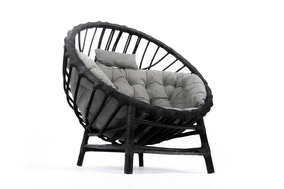 Proutěné křeslo Gardins I - černá Křeslo stojacy wiklinowy kokon Gardins I - Černý- dol