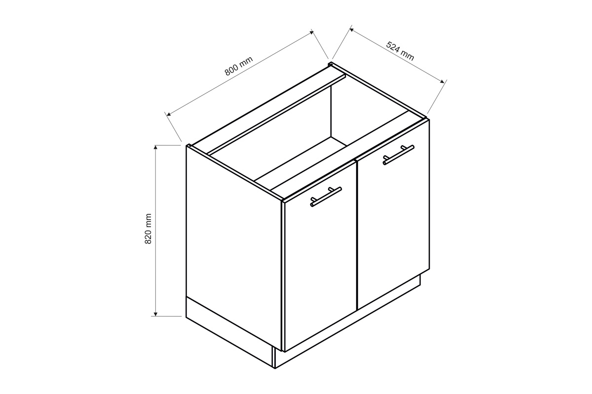 Irma D80 - Skříňka spodní dvoudveřová  Rozměry nábytku