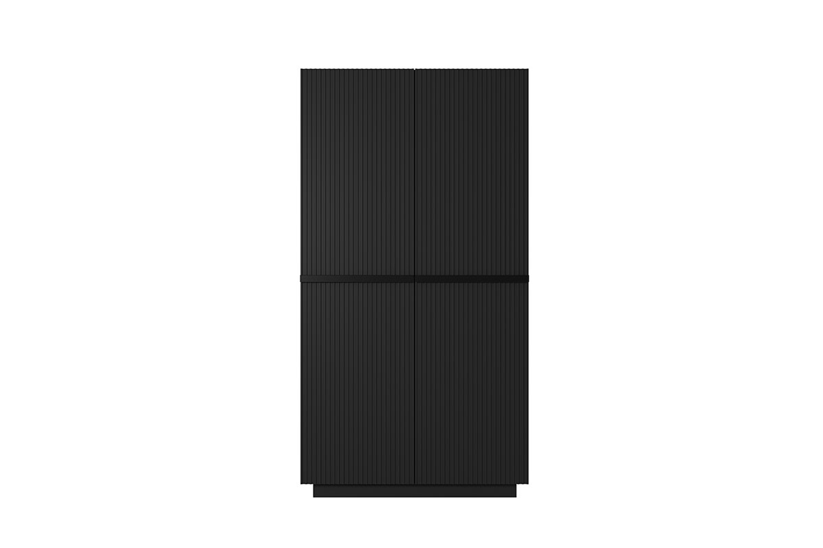 Skříň Nicole 100 cm s kontejnerem - černý mat / černé úchytky Skříň drážkovaná