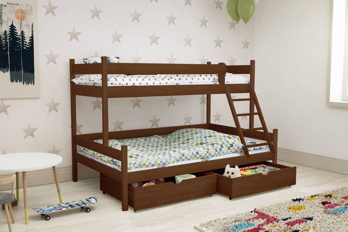 Dřevěná patrová postel Poli 90x180 PPS 002 Certyfikat brazowe postel patrová  