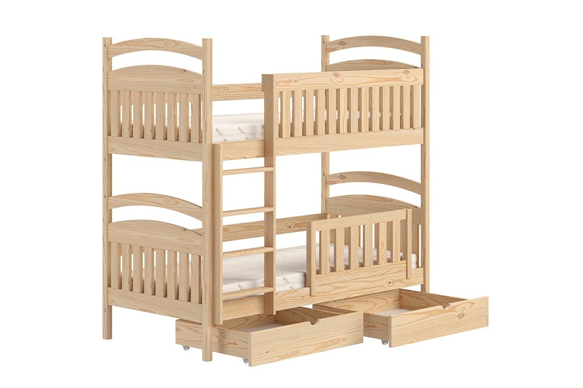 Pat supraetajat din lemn Amely – Culoare Pin, dimensiune 90x200 sosnowe łóżko piętrowe 