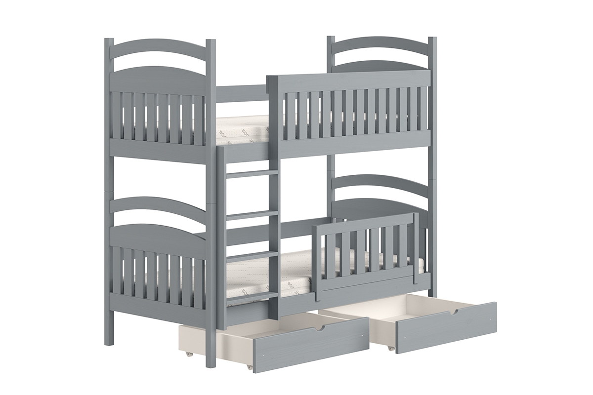 Amely háromszemélyes emeletes ágy - szürke, Méret 90x190 szürke postel dzieciece 