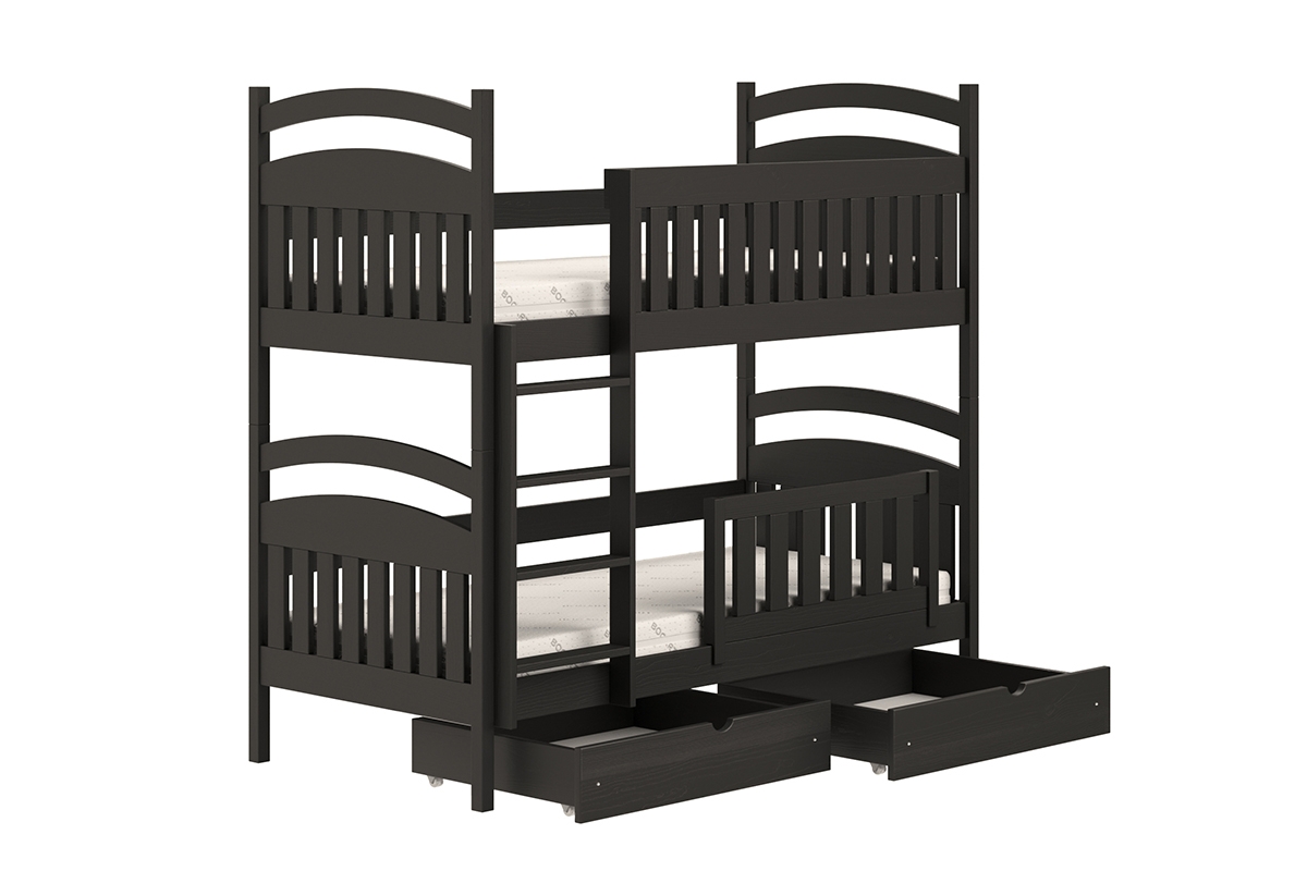 Amely háromszemélyes emeletes ágy - fekete, Méret 80x180 fekete postel patrová  