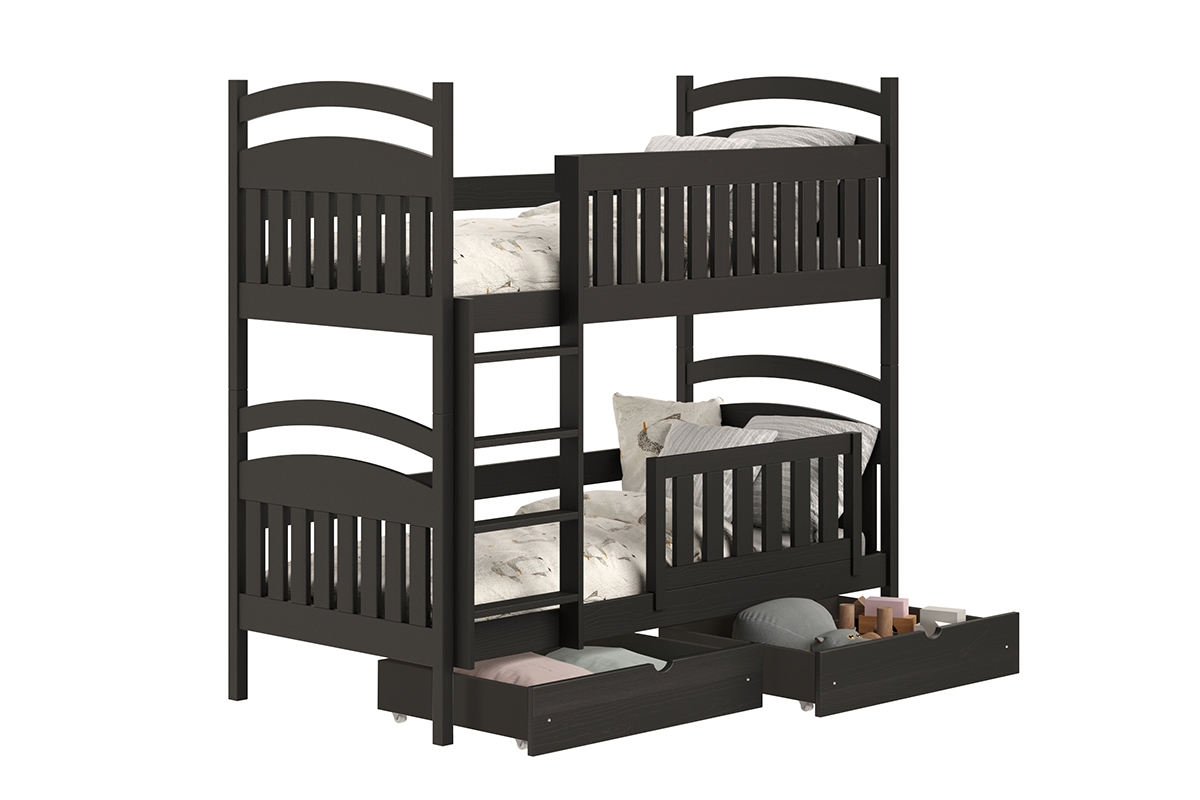 Amely háromszemélyes emeletes ágy - fekete, Méret 80x180 fekete postel dzieciece 