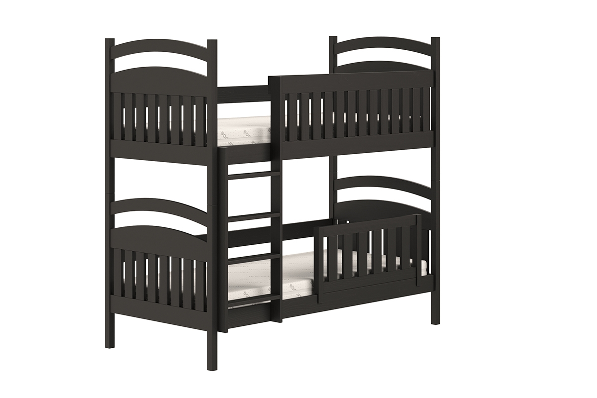 Dřevěná patrová postel Amely 90x200 - černá černé postel dla rodzenstwa 