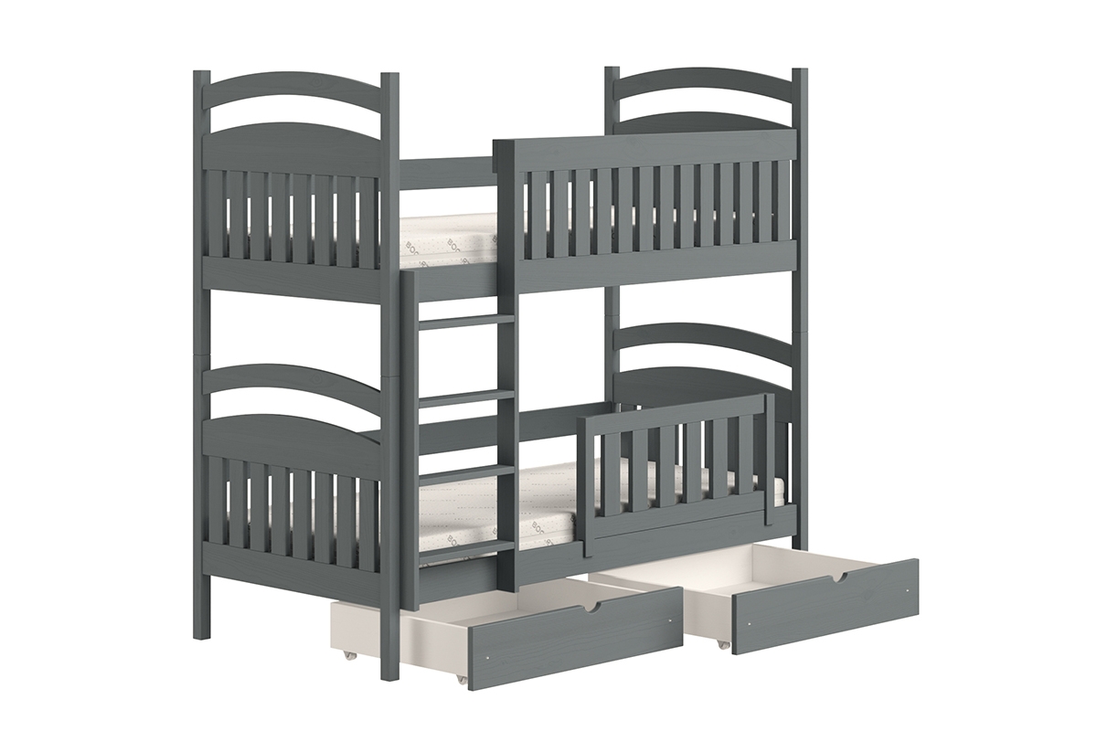 Dřevěná patrová postel Amely 90x200 - grafit bezpieczne postel piertowe 