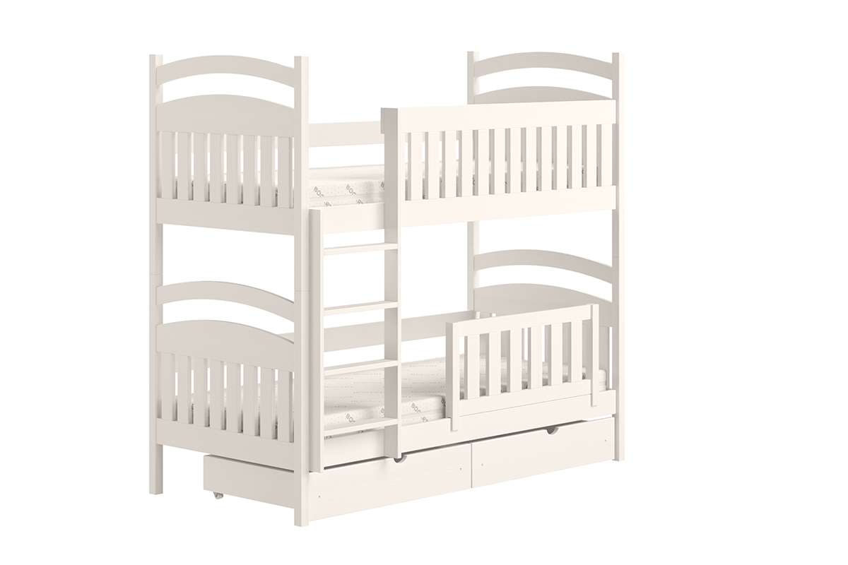 Posteľ poschodová drevená Amely - Farba Biely, rozmer 80x190 posteľ detská so zásuvkami 