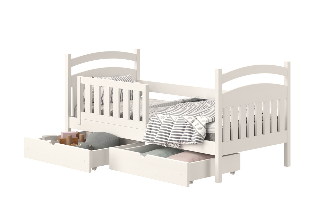 dřevěná dětská postel Amely - Barva Bílý, rozměr 70x140 jendoosobowe postel 