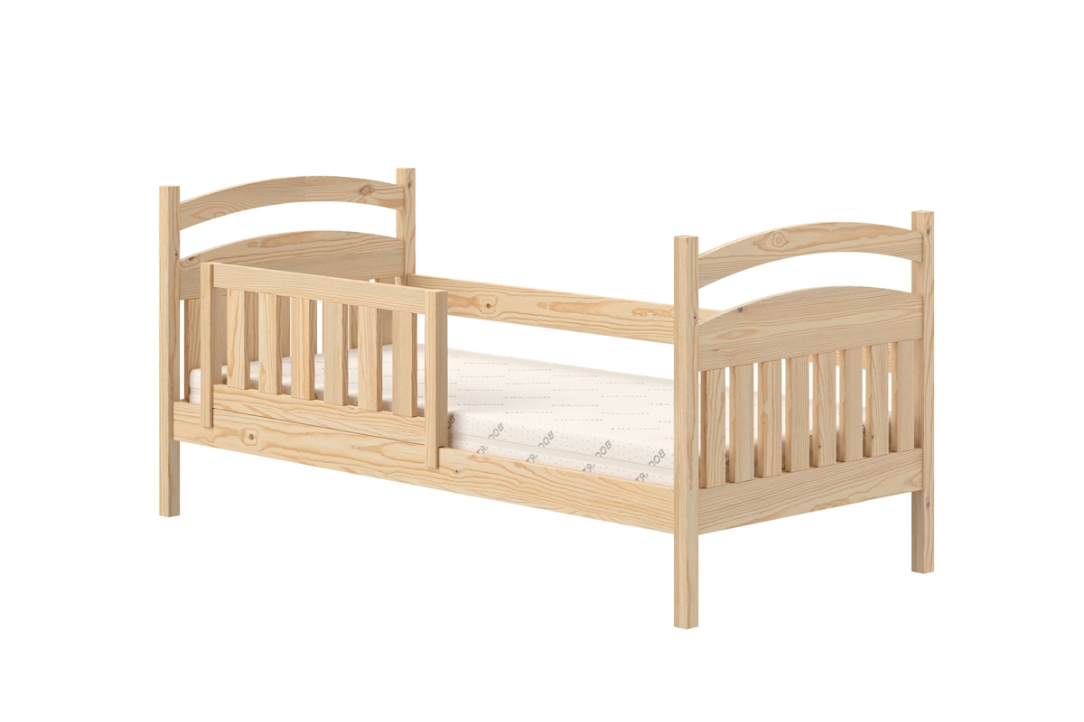 Posteľ detská drevená Amely - Farba Borovica, rozmer 80x180 posteľ so zábradlím 