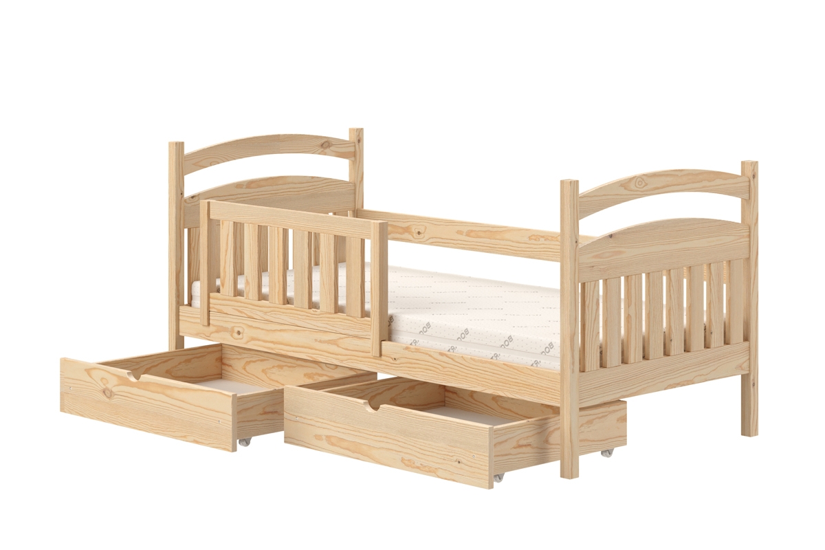 dřevěná dětská postel Amely - Barva Borovice, rozměr 80x200 sosnowe postel s zásuvkami 