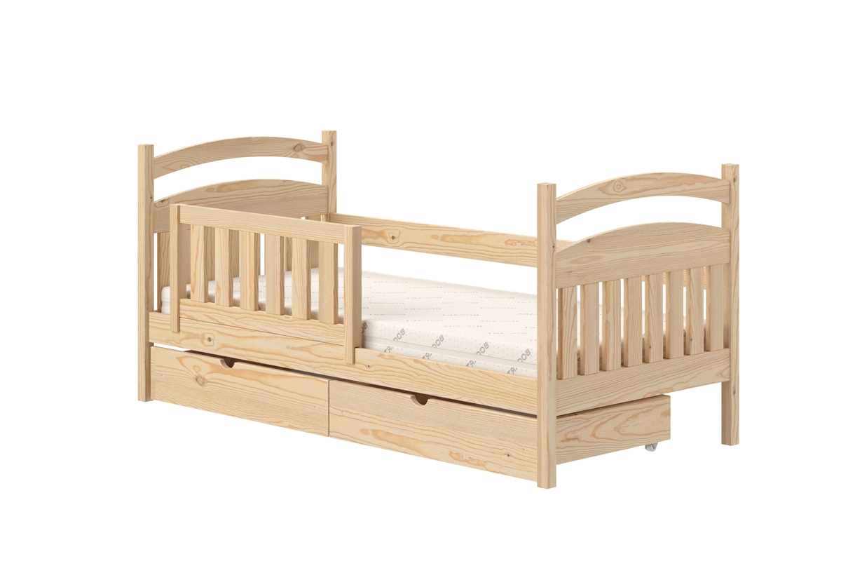 Posteľ detská drevená Amely - Farba Borovica, rozmer 90x180 posteľ detská so zábradlím 