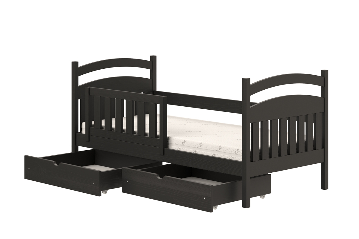 dřevěná dětská postel Amely - Barva Černý, rozměr 80x160 černé postel dětské