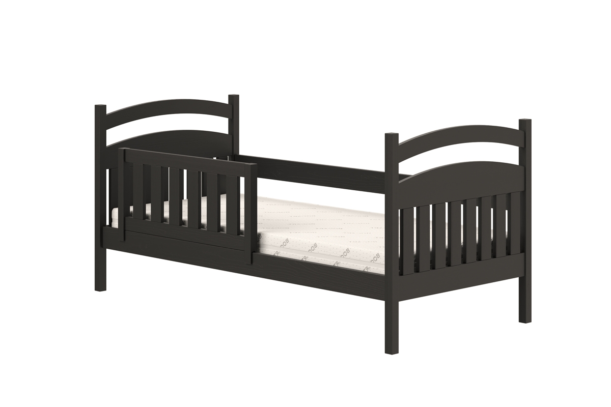 Posteľ detská drevená Amely - Farba Čierny, rozmer 80x160 čierny posteľ so zábradlím 