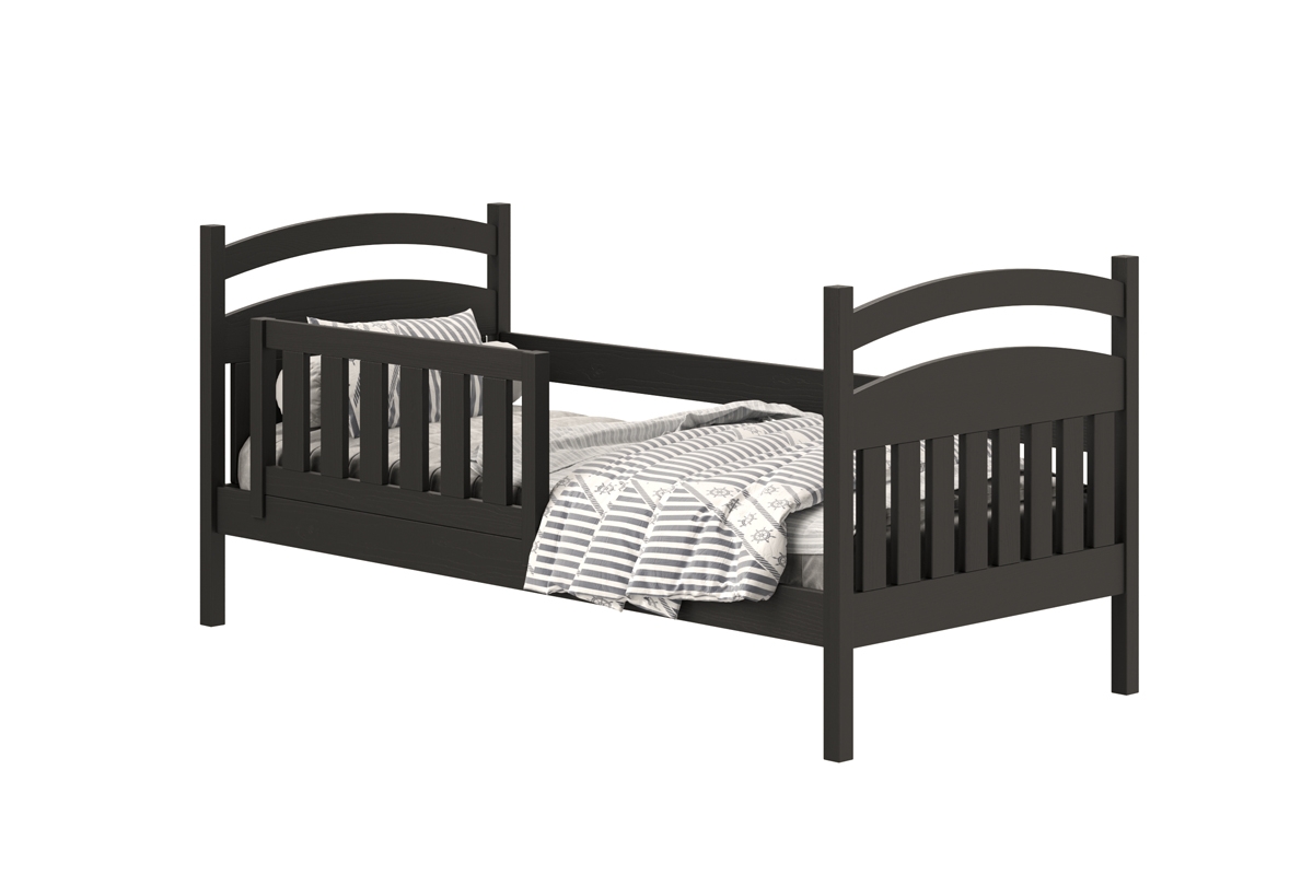 Posteľ detská drevená Amely - Farba Čierny, rozmer 80x190 čierny posteľ z drewniana barierka 