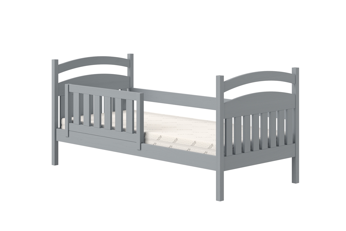 dřevěná dětská postel Amely - Barva šedý, rozměr 80x180 šedý postel z barierka zabezpieczajaca 